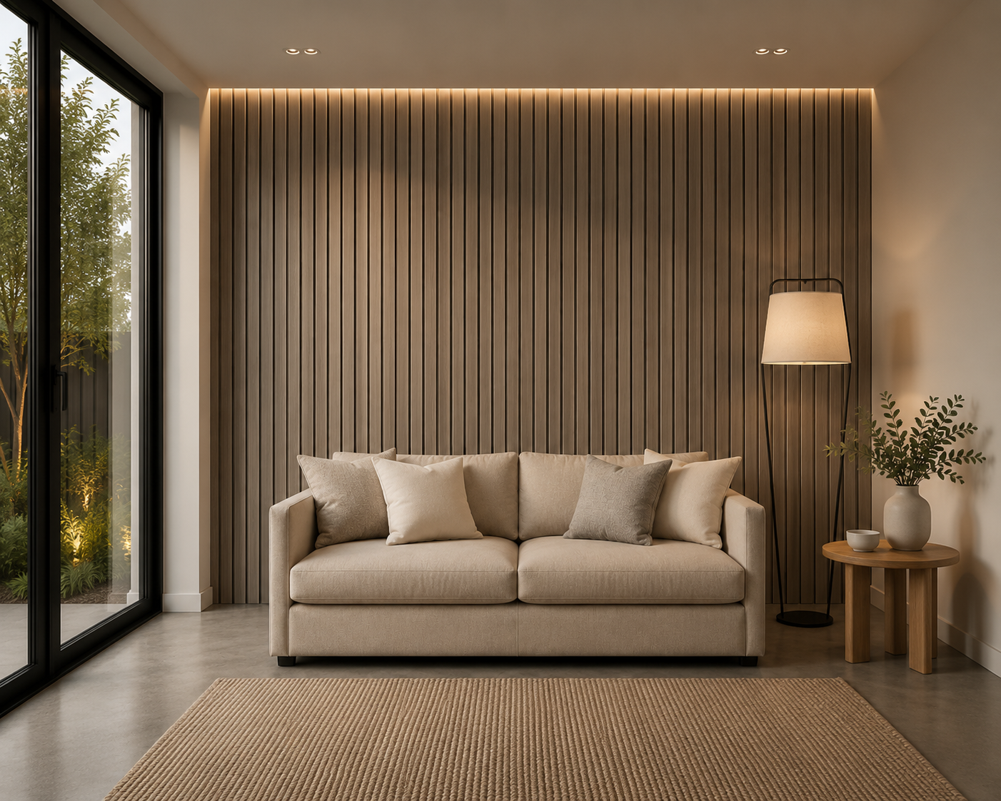 District Signature Walnut Slat Panel 270 × 110 cm