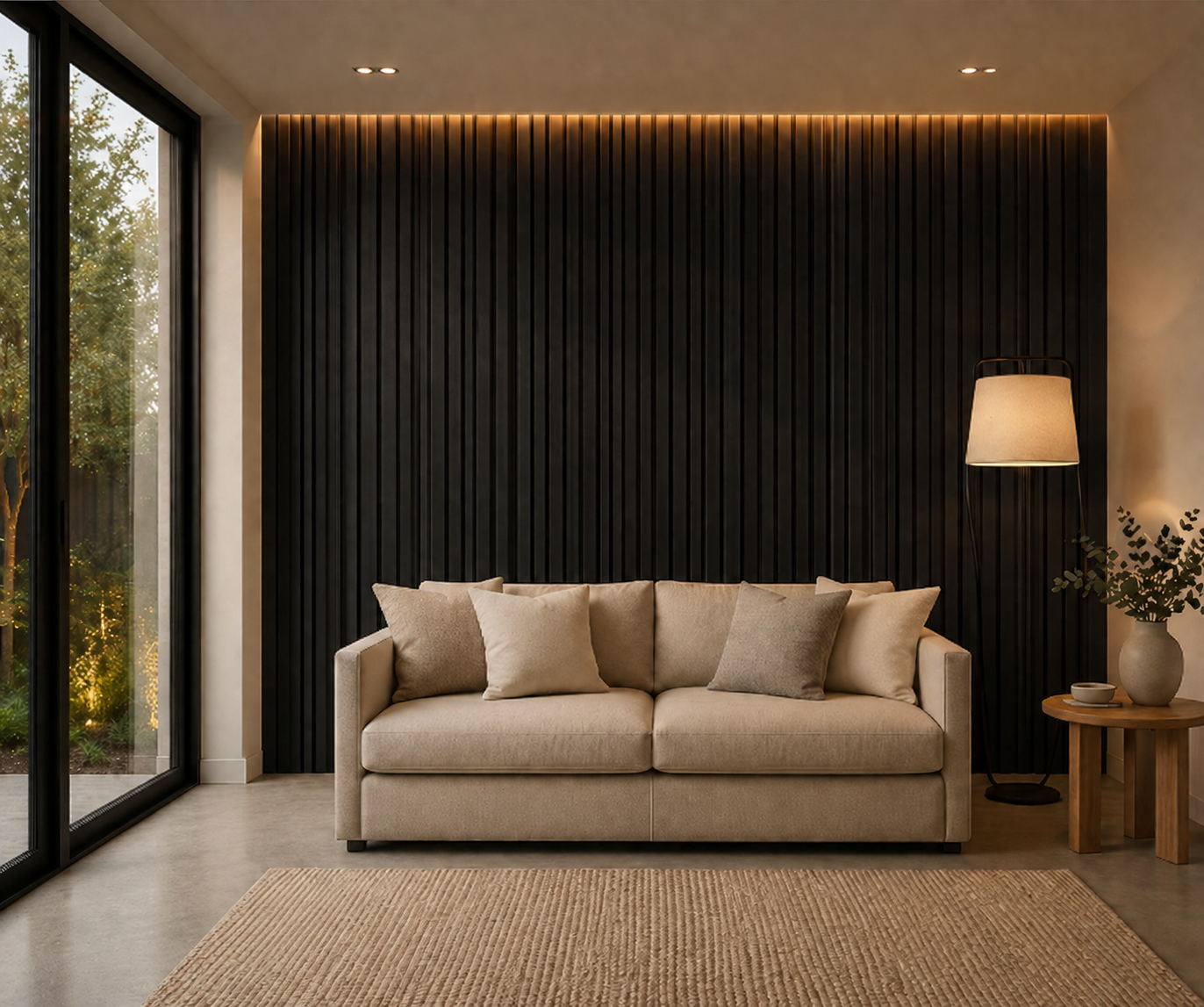 District Signature Walnut Slat Panel 270 × 110 cm