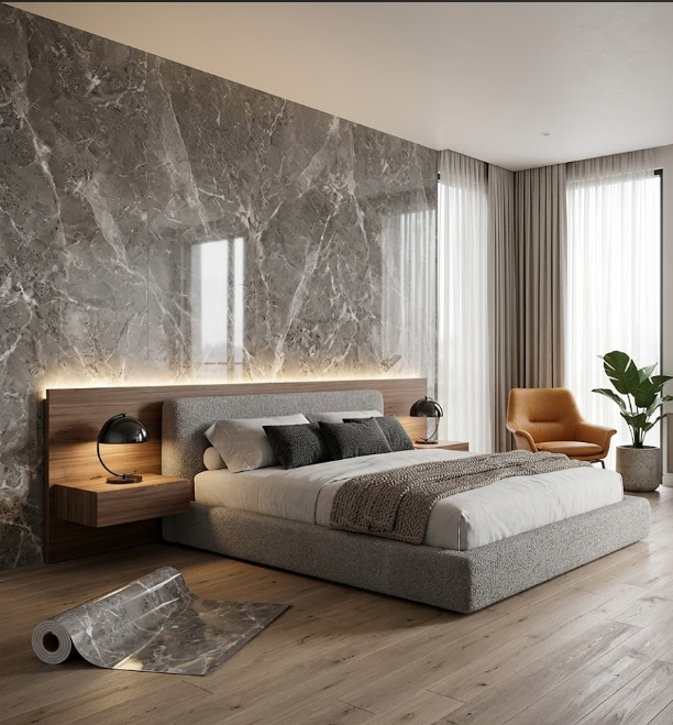 1 Roll Marble Thick Foam Imitation Tile Self-Adhesive Wallpaper Bedroom Living Room Decoration Bathroom Waterproof Wall Sticker
