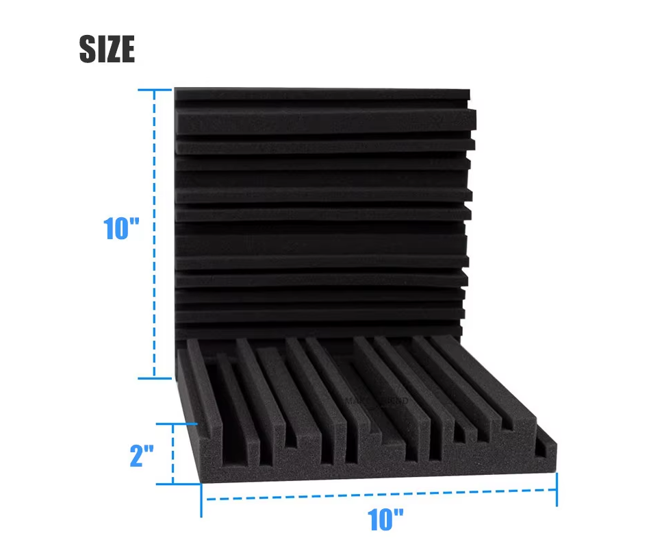 Make Friend 24Pcs 25x25x5cm Studio Acoustic Foam Sound Absorbing Noise Insulation Foam Soundproof Treatment Panels 12Black12Grey