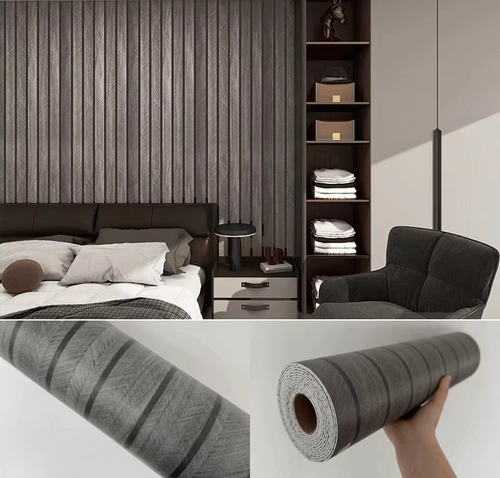 Wood Grain Slat Wall Panel Self Adhesive Wall Sticker Thickened Resistant PVC Slat Wallpaper Foam Paneling for Wall Ceiling
