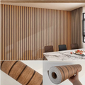 Wood Grain Slat Wall Panel Self Adhesive Wall Sticker Thickened Resistant PVC Slat Wallpaper Foam Paneling for Wall Ceiling