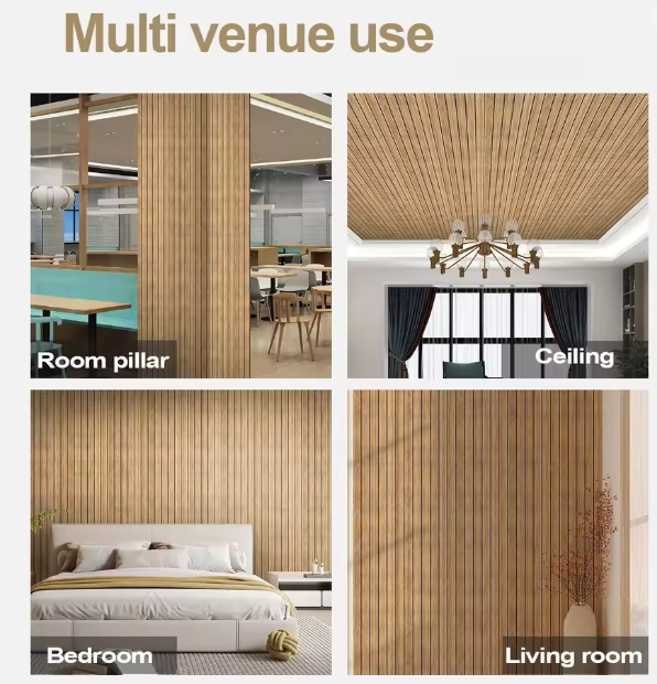 Wood Grain Slat Wall Panel Self Adhesive Wall Sticker Thickened Resistant PVC Slat Wallpaper Foam Paneling for Wall Ceiling
