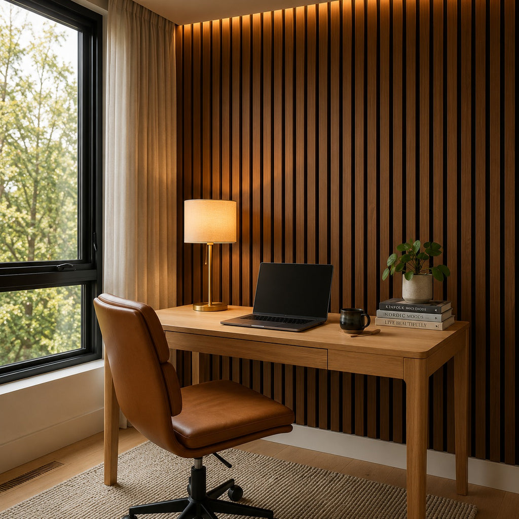 District Signature Walnut Slat Panel 270 × 110 cm