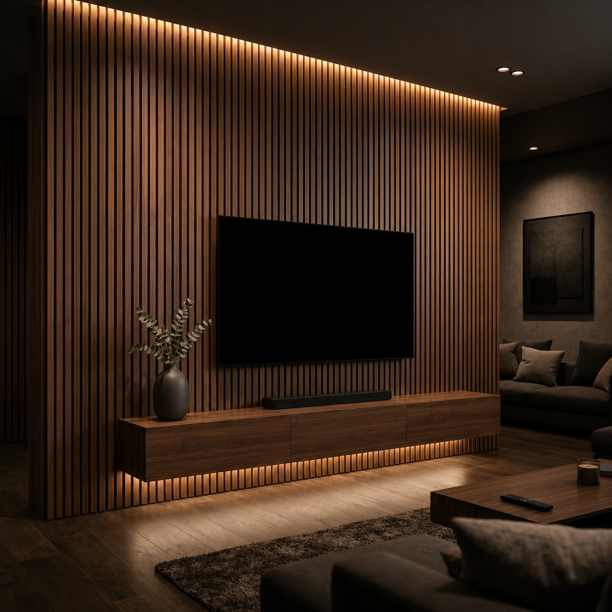 District Signature Walnut Slat Panel 270 × 110 cm